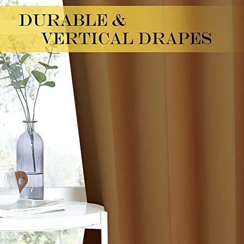 NICETOWN Blackout Curtains for Sliding Glass Door Room Divider Noise Reduce Curtain Panel Portable Window Screen Sliding Partition, W100 x L102 inches, 1 Panel, Gold Brown - Image 4