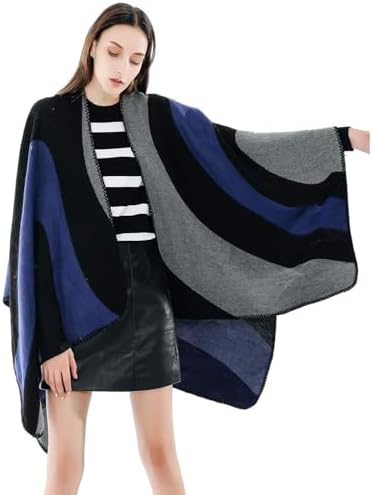 Lacavocor Women's Shawl Wrap Poncho Cape Cardigan Open Front - Image 3