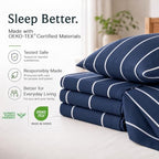 Queen Size Striped Sheets, Deep Pocket Soft & Cooling Bed Sheet Set, 4PC - Image 5