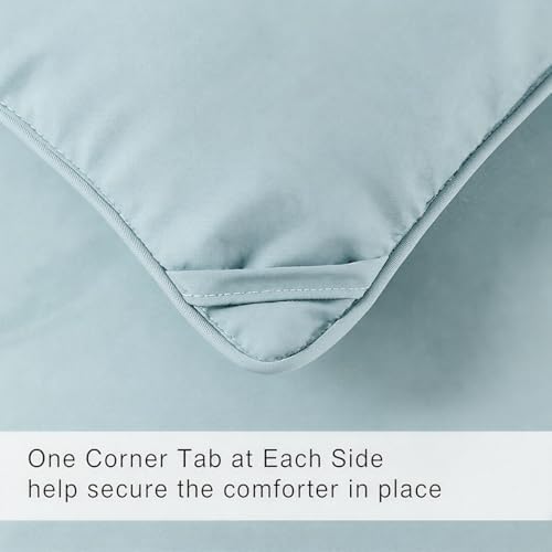 COHOME Oversized Queen Size Comforter, All-Season Quilted Down Alternative Duvet Insert, Luxury Hotel GentleSoft Comforter with Anti-Clump Tech & 8 Tabs - Reversible - Aqua 98 x98 inches - Image 5