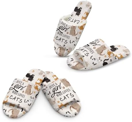 Jeiento Animal Cat Pattern Slippers for Women Lady Open Toe Slippers Soft Cushion Slip Resistant Spa Slipper for Hotel,Cozy Home Shoes by Jeiento