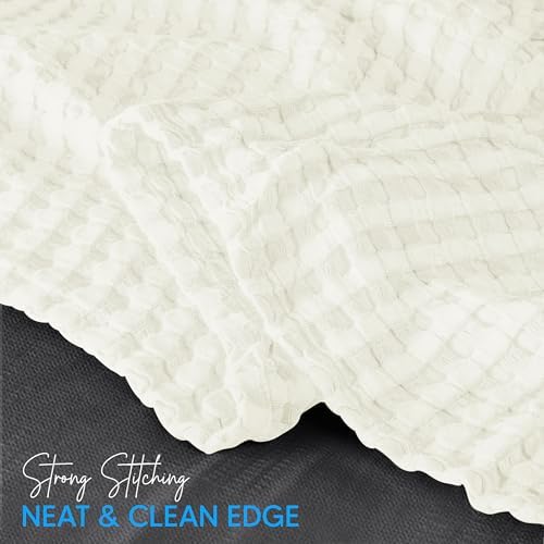 Utopia Bedding 100% Cotton Waffle Blanket Twin Size Ivory, 90x72 Inch - Image 4