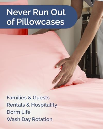 Standard Pillow Cases - 6 Pack Pillowcase Covers - 20" x 26" (Baby Pink) - Image 5