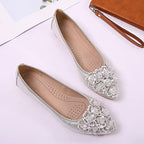 KUNWFNIX Women Ballet Flats Rhinestone Wedding Ballerina Shoes Foldable Sparkly Comfort Slip on Flat Shoes - Image 3