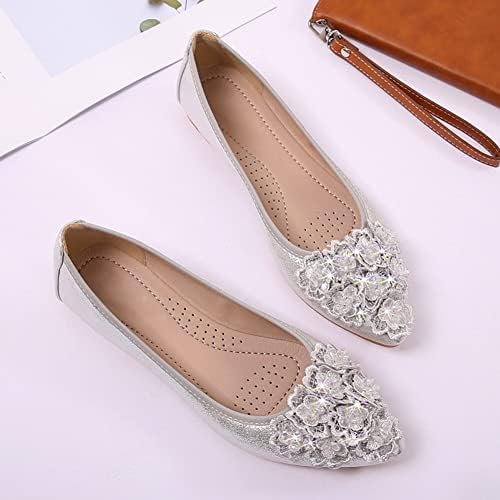 KUNWFNIX Women Ballet Flats Rhinestone Wedding Ballerina Shoes Foldable Sparkly Comfort Slip on Flat Shoes - Image 3