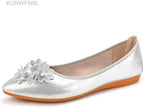 KUNWFNIX Women's Ballet Flats Foldable Classic Crown Rhinestone Slip On Bowknot PU Leather Faux Suede Pointed Toe Comfort Flat Casual Dress Shoes - Image 3