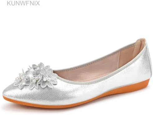 KUNWFNIX Women's Ballet Flats Foldable Classic Crown Rhinestone Slip On Bowknot PU Leather Faux Suede Pointed Toe Comfort Flat Casual Dress Shoes - Image 3