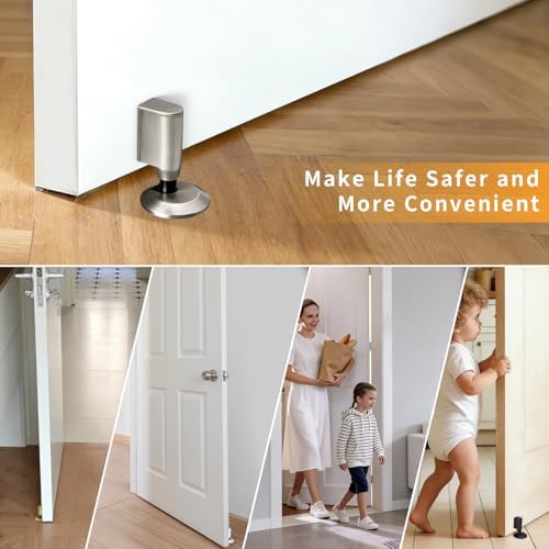 2 Pack Magnetic Door Stopper, Retractable Magnet Floor Door Stop with 0.4 in (10mm) Extension Base, Adhesive Door Magnetic Catch, Door Holder for Gaps Up to 1.4 in (35mm), Brushed Nickel BN-2 - Image 6