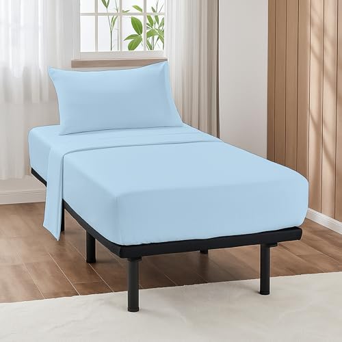 ARlinen 4 PCs Cot Sheets Sets 32" X 75", Egyptian Cotton Fitted Mattress Fits Upto 4"-8" Deep Perfect for Narrow Twin/RV Bunk/Guest Bed Replacement/Camping, Light Blue by ARlinen