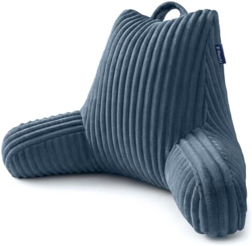 Reading Pillow for Sitting up in Bed, Adjustable Memory Foam Bed Rest Pillow, Wide-wale Plush Cover Machine Washable, Neck Back and Lumbar Support Pillow-Blue by Unknown