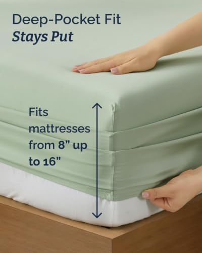 Cal King 6 Piece Bed Sheet Set - Breathable & Cooling Sheets - Eucalyptus - Image 3