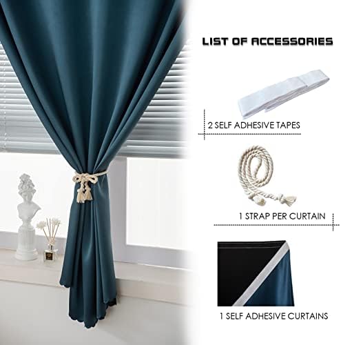 AJAZZ 100% Window Blinds Blackout Portable Blackout Curtains Adhesive Curtains for Living Room No Drilling (Navy Blue, 47" W x 72" L 1 Panel) - Image 2