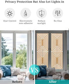 Window Privacy Film Frosted, Burnt Orange Geometric Reusable Static Cling Window Tints, Square Minimalist Modern Heat Control Windows Films for Offices, Balcony, 29.5 x 118 Inches - Image 6