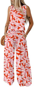 Dokotoo Womens 2 Piece Outfits Tank Tops Elastic Waist Wide Leg Pants Sets by Dokotoo