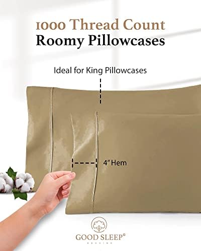 1000 TC Taupe King Pillowcases Set of 2 100% Egyptian Cotton Pillow Cases - Image 4