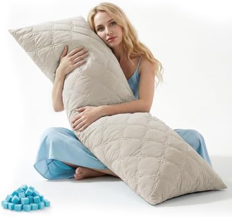 BEDELITE Cooling Body Pillow, Memory Foam Filled, Linen, 20x54 Inches by BEDELITE