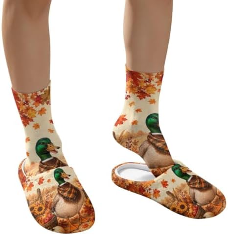 Jeiento Fuzzy Slippers and Sock Set Women's Warm Cozy Memory Foam House Shoes Soft Slip-on Slides - Image 4