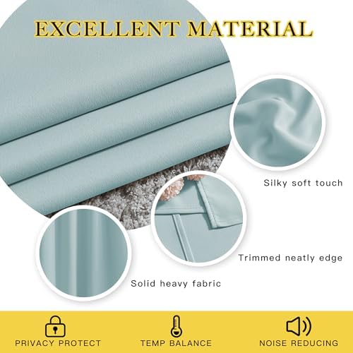 NICETOWN Room Darkening Curtains for Living Room 84 inches Long - Sky Blue Grommet Room Darkening Window Treatments Sound Reducing Drapes for Bedroom, 2 Panels, W52 x L84 - Image 3