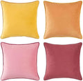 MONDAY MOOSE Decorative Throw Pillow Covers Cushion Cases, Set of 4 Soft Velvet Modern Double-Sided Designs, Mix and Match for Home Decor, Pillow Inserts Not Included (18x18 inch, Yellow/Pink) by MondayMoose