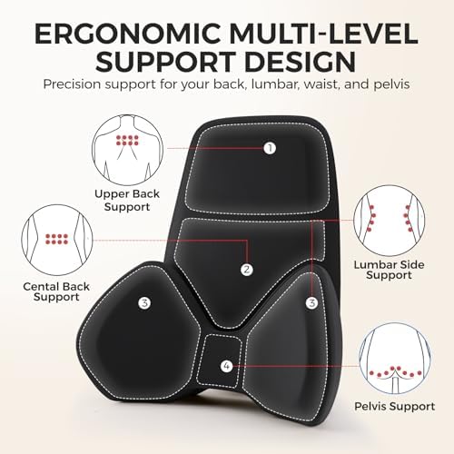BEBAS Ergonomic Memory Foam Extended Lumbar Support Pillow for Car, Black - Image 2