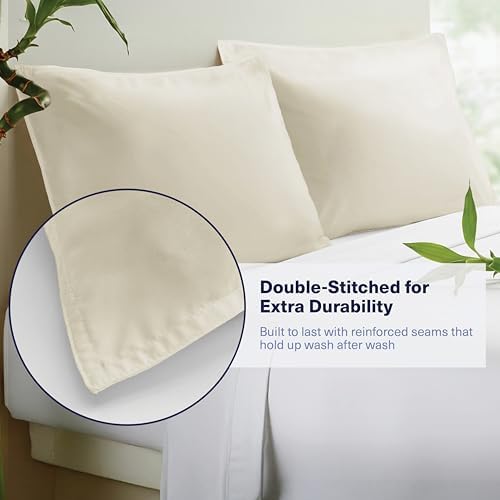 Kickoff Viscose Bamboo Pillowcase, Queen, Set of 2, 100% Organic Hidden Zippered Viscose Bamboo Pillow Case Queen Size, Cooling Pillow Cover for Hot Sleepers (20"x30" Buttercream) - Image 3