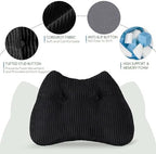 Lumbar Support Pillow for Recliner Chair/Accent Chair/Couch/Office Chair, Tufted Corduroy Back Support Cushion for Elderly, M-Shaped Recliner Cushions for Back Rest, Pain Relief, Reading, Black - Image 3