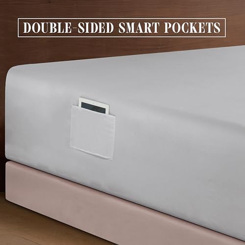 Elegant Comfort 1500 Premium Quality 6-Piece Bed Sheet Set - 18-24 Inch Extra Deep Pocket, Smart Storage Pockets, Wrinkle Free Ultra Soft 6PC Extra Deep Pocket Sheets, Queen, Silver Gray - Image 6