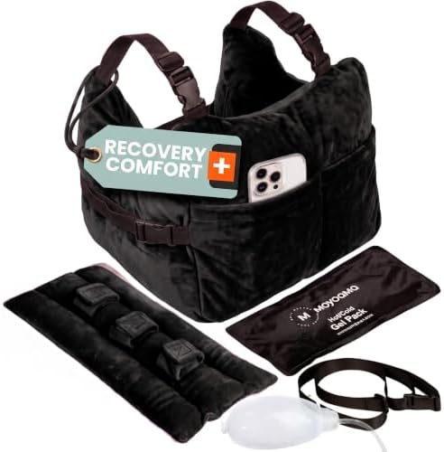 MOYOAMA Post Mastectomy Pillow – 4pc Protective Set with Gel Pack, Seatbelt Cushion, & Shower Lanyard– After Double Mastectomy Pillow Post Surgery Recovery Must Haves, Lumpectomy Recovery Supplies Kit by MOYOAMA