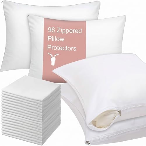 Shimeyao 96 Pcs 20 X 30 Inch Zippered Pillow Protectors Cotton Sateen,White by Shimeyao