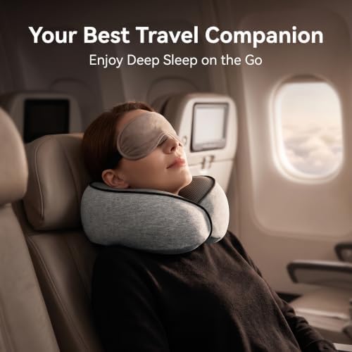 Travel Neck Pillow Memory Foam with 360° Neck Support, Gray - Image 5