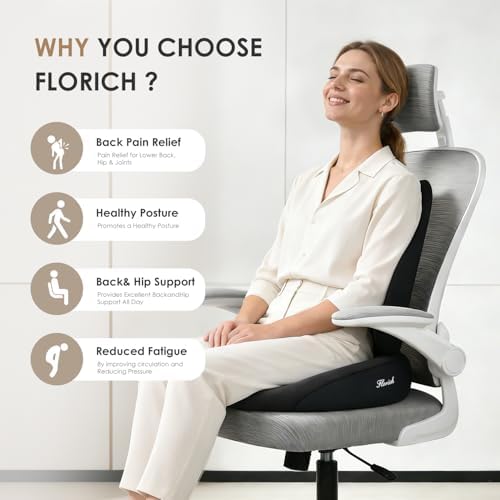 Upgrade Large Car Seat Cushion and Lumbar Support Pillow, Ergonomic Memory Foam Driving Seat Cushion for Back & Sciatica Pain Relief, Non-Slip Washable Seat Cushion for Car, Driver, Office-Black - Image 6