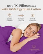 1000 TC Purple King Pillowcases Set of 4 100% Egyptian Cotton Pillow Cases - Image 5