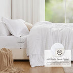 Love's cabin Seersucker White Queen Comforter Set, 7-Piece Bed in a Bag - Image 3
