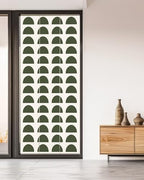 Window Privacy Film Frosted, Forest Green Boho Non-Adhesive Static Cling Window Tint, Middle Century Geometric Abstract Art Insulated Windows Frosted Films for Living Room, 35.4 x 78.7 Inches - Image 5