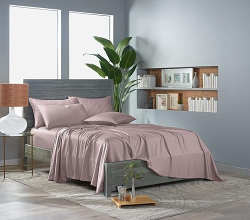 Pure Bamboo Twin XL Sheets, Genuine 100% Organic Viscose Derived from Bamboo Bed Sheet Set, Luxuriously Soft & Cooling, Double Stitching, 2 Year Quality Promise (Twin XL, Dusty Pink) - Image 3