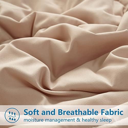 EASELAND Twin Size Down Alternative Comforter, Beige, 64x88 Inches - Image 4