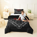 Baseball Field Print Comforter Set Twin Size,Boys Ball Sports Games Themed Quilt Set for Kids Boys Bedroom Collection,Red Baseball Bat Sporting Equipment Soft Bedding Set with 1 Pillowcase - Image 3