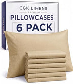 King Pillow Cases - 6 Pack Pillowcase Covers - 20" x 40" (Heathered Tan) by CGKUnlimited