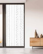 Window Privacy Film Frosted, Modern Minimalist Non-Adhesive Static Cling Window Tint, Rustic Leaves Vertical Stripes Gray Insulated Windows Frosted Films for Living Room, 35.4 x 78.7 Inches - Image 5