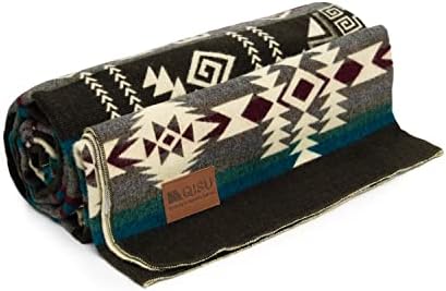 QISU Wool Blanket Throw | Large, Beautiful, Warm, Handmade in Ecuador by Local Artisans |94″ x 78″|Ultra-Soft, Hypoallergenic & Breathable | Non-Itchy or Scratchy Fabric (Jacamars Green) by QISU