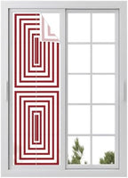 Window Privacy Film Frosted, Red White Geometric Reusable Static Cling Window Tints, Square Minimalist Modern Heat Control Windows Films for Offices, Balcony, 29.5 x 118 Inches by Unknown