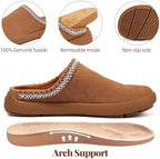 UBFEN Womens 100% Genuine Suede Mules Arch Support Indoor Outdoor Slippers - Image 4