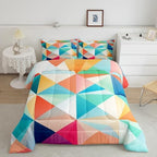 Erosebridal Colorful Geometric King Comforter Set,Cute Rainbow Bedding Set for Kids Adults Room Decor,Abstract Aesthetic Quilt Bed Set Watercolor Checkered Grid Down Comforter 3Pcs - Image 2