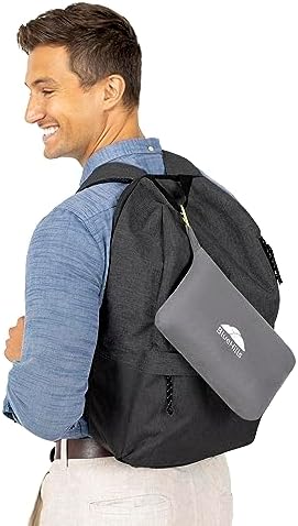 BlueHills Ultra Compact Travel Blanket Pillows Lightweight for Two Airplane Traveling Essentials Flight Throws in Bag case with Backpack Clip Compact Large Plane Accessories – Navy Blue and Gray - Image 6