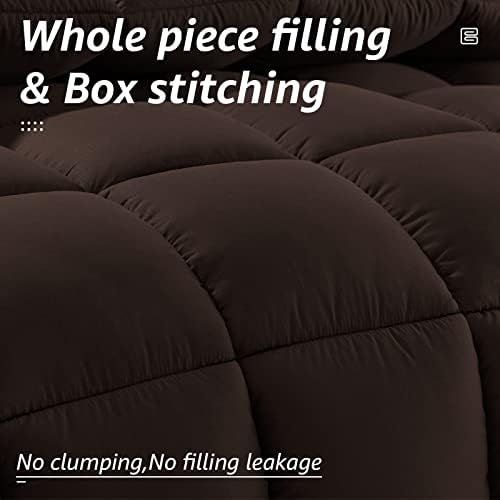 HYLEORY All Season King Size Bed Comforter - Cooling Down Alternative Quilted Duvet Insert with Corner Tabs - Winter Warm - Machine Washable - Brown - Image 2