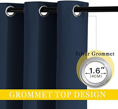 NICETOWN Bedroom Window Blackout Curtain Panel - Thermal Insulated Blackout Drape/Drapery for Loft, Guestroom (Navy, 1 Panel, 80 x 84 inch) - Image 2