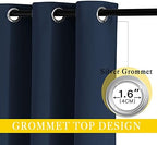 NICETOWN Blackout Navy Blue Bedroom Curtain 118 inches Long, Grommet Thermal Insulated Room Divider Drape Solid Window Treatment for Sliding Door/Living Room, W80 x L118, 1 Panel - Image 3