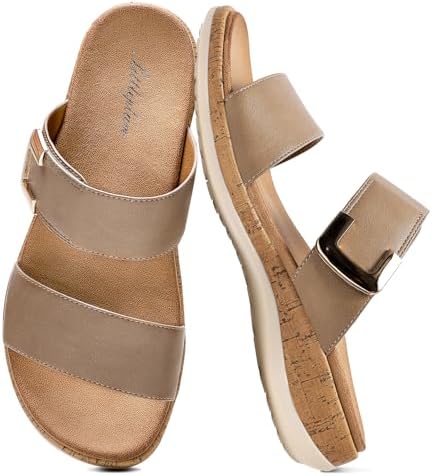 Littleplum Women Slides Sandals Arch Support Open Toe Slip on Sandals Soft Cushion Slippers Comfy Casual Summer Shoes for Walking Beach Travel by Littleplum
