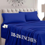 Mocassi King Size 4-Piece Bed Sheet Set - 1800 Premium Hotel Quality Microfiber 18-24 Inches Extra Deep Pocket Fitted Sheet- Luxury Soft, Breathable, Wrinkle, and Fade Resistant, Imperial Blue by MocassiLuxuryBedding