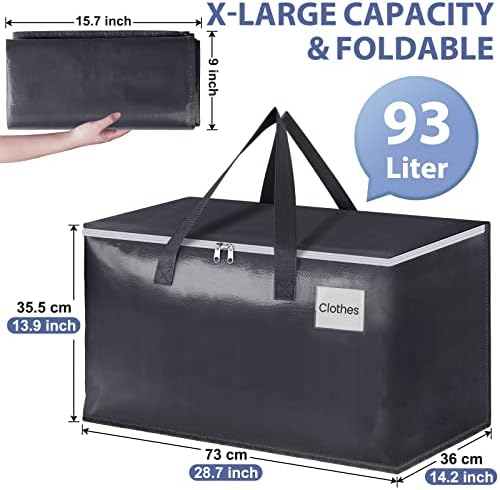 StorageRight Heavy Duty Moving Boxes-Moving Bags with Zipper, Reinforced Handles and Tag Pocket-Collapsible Moving Supplies-Totes for Storage Great for moving, Storage and Travel 93L(Gray-10 Pack) - Image 2